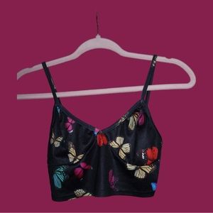 SHEIN Plunging Neck Butterfly Crop
Cami Top